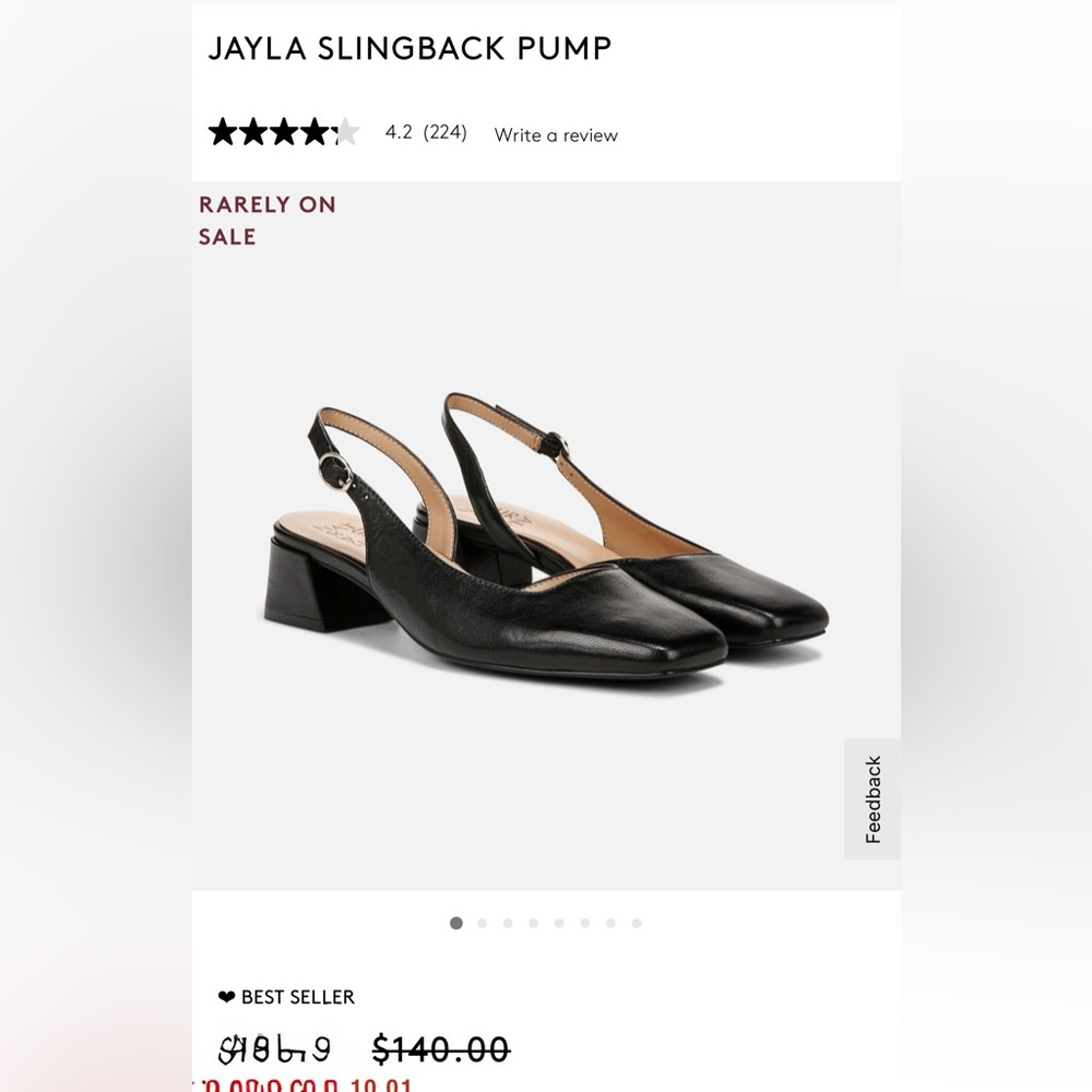 Naturalizer Black Leather Slingback Heels - Picture 2 of 6